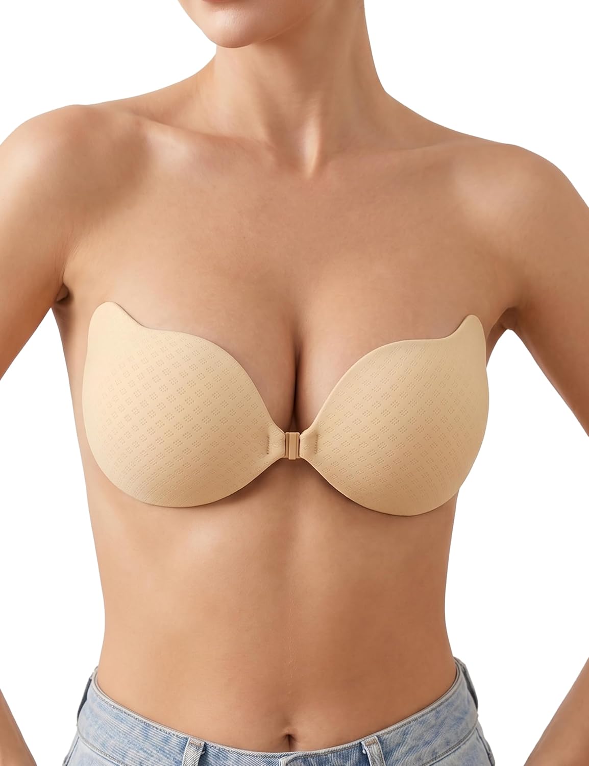 Rosefly Strapless Bras for Women, Sticky Push up, Backless Bra, Invisible Seamless No Show Reusable Stick on for Dress
