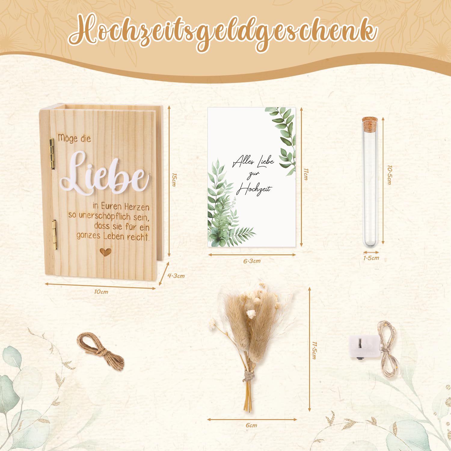 Regalo Matrimonio Denaro in Legno, Scatola Portasoldi Creativa, Biglietto Auguri Matrimonio Originale in Legno, Regali per Nozze in Contanti, Idee Regalo da Fare agli Sposi