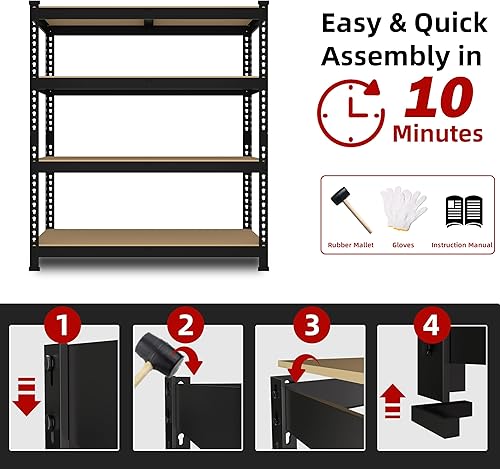 Miniatura 7 de Paquete de 2 estantes de almacenamiento ajustables de 36 pulgadas de ancho x 16 pulgadas de profundidad x 55 pulgadas de alto, 4 estantes