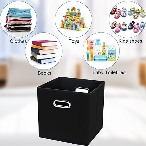 Miniatura 3 de STOREONE Contenedores de almacenamiento de tela (11 x 11 x 11 pulgadas) con asas dobles para armario, guardería, hogar, organizadores de dormitorio,