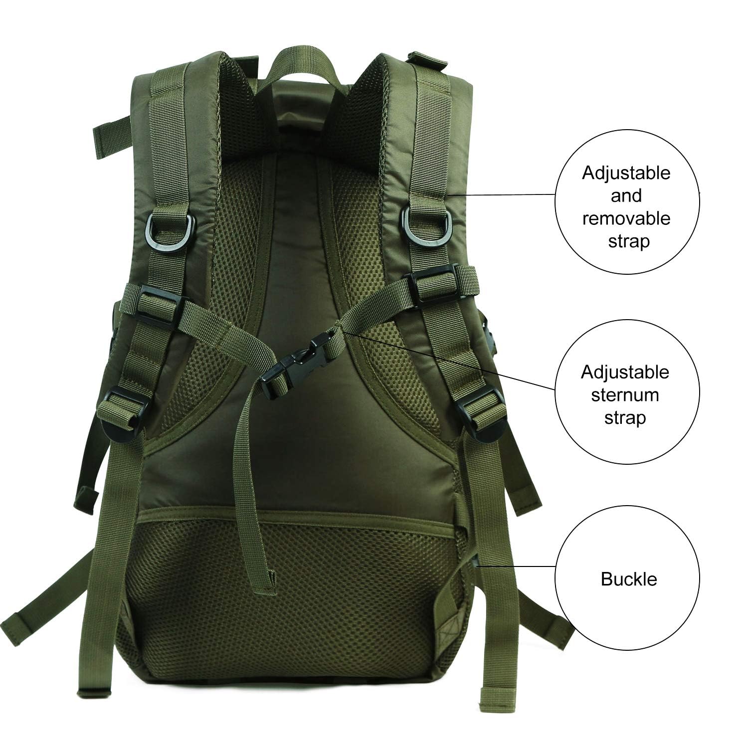 Zaino tattico da viaggio, grande, leggero, con sistema Molle, per attività all'aperto