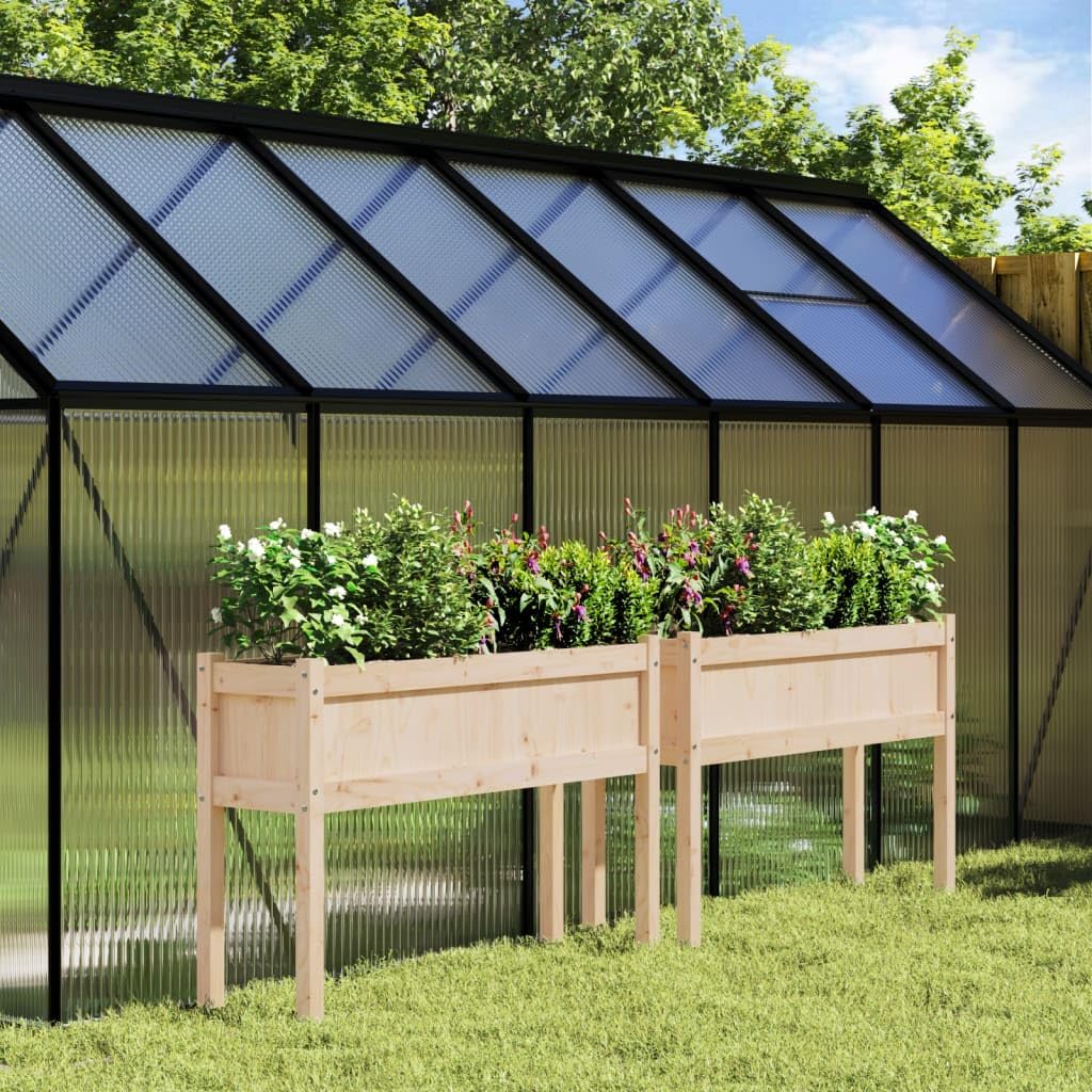 Garden Planter Set of 2, Natural Solid Pine Wood, Large 43.3x43.3x27.6 inch, Rectangular Outdoor Indoor Raised Garden Bed for Vegetables