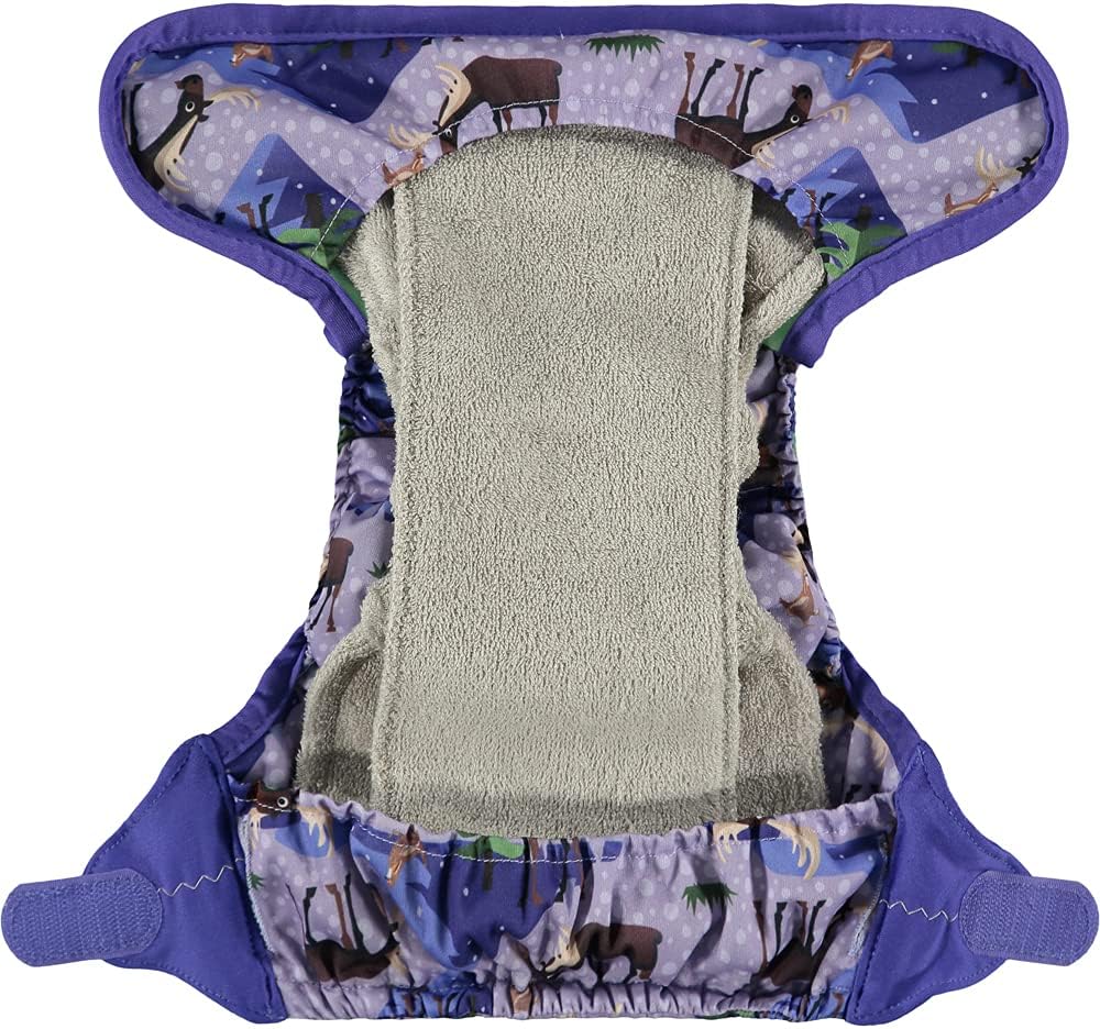 Close Pop-in Premium Bamboo Cloth Nappy with Aplix Fastener - Adjustable One Size Birth to Potty Elegant Print Design - Moose - Image 4