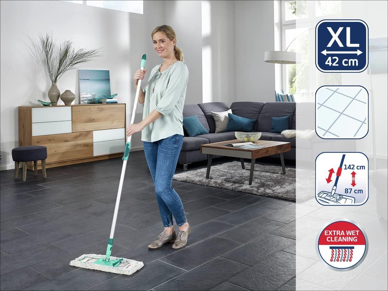 Leifheit Lavapavimenti Profi XL Cotton Plus, 42 cm Telescopico