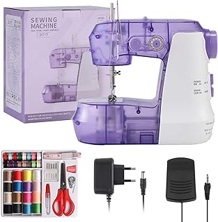 Sewing Machine for Beginners with Expansion Table and Finger Guard & Light and 42Pcs Sewing Kits Mini 2-Thread 2-Speed 2-Switches Foot Pedal，Portable Samll Electric Sewing Machines for Kids Ages 8-12
