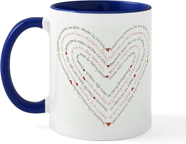 Breastfeeding Heart Ceramic Mug - 11 oz Coffee Cup for Nursing Moms