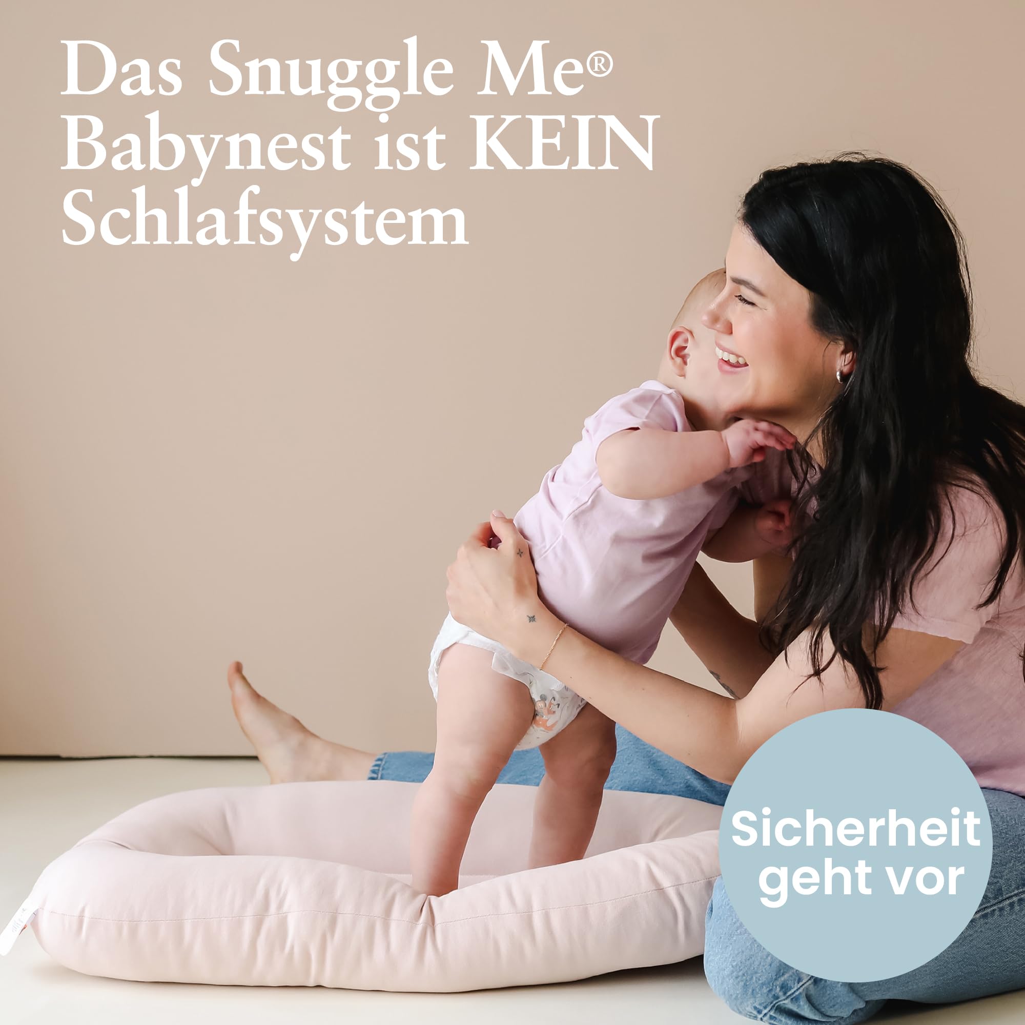 Snuggle Me® Babynest (0-9 Monate) - Premium Babynestchen aus Bio-Baumwolle mit Fiberfill, maschinenwaschbar, inkl. Reisetasche (Sage)