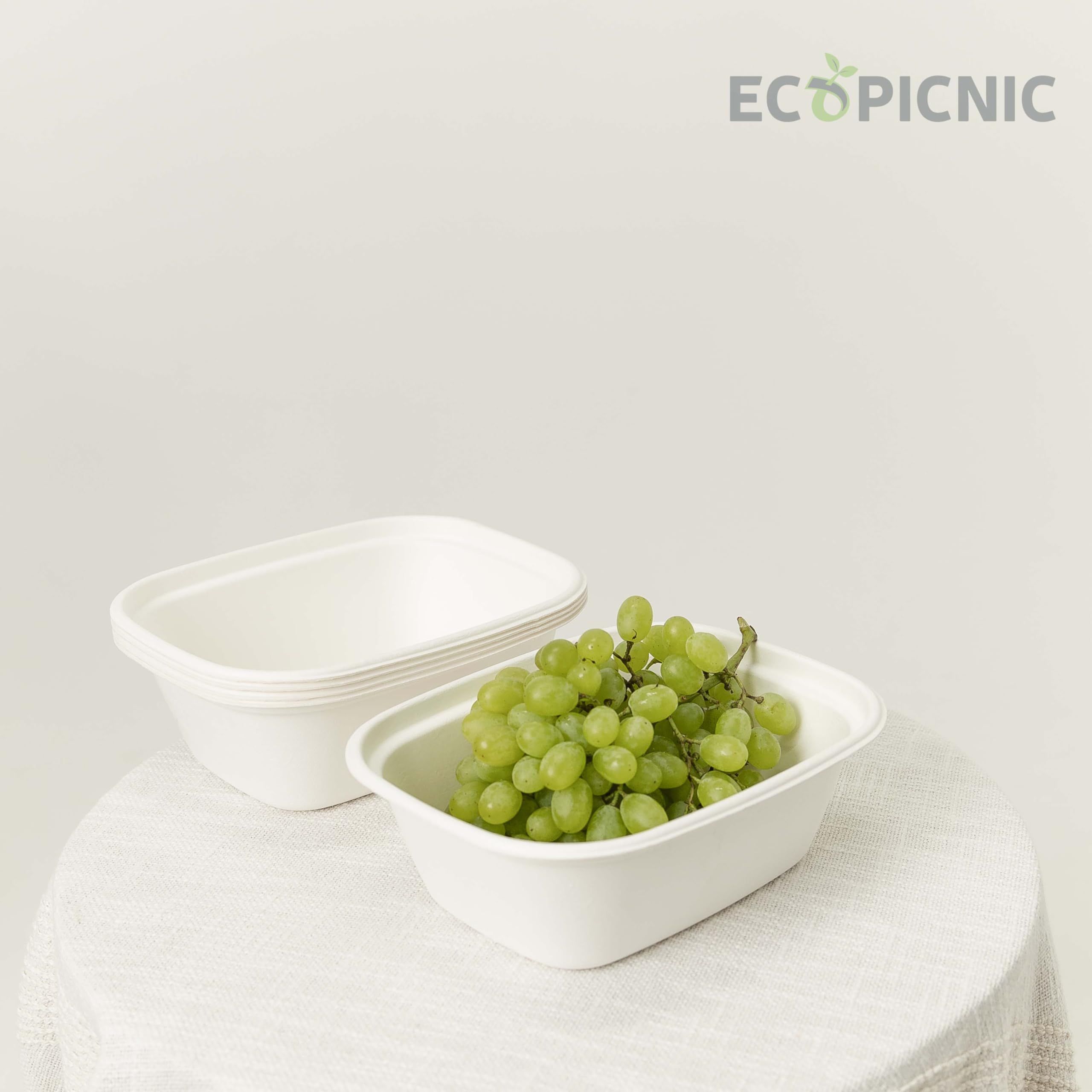 Cuencos de Caña de Azúcar 200 Unidades 1800 ml | Bols biodegradables Desechables para sopas, ensaladas y Alimentos, Ideales para Catering, Fiestas y Comida para Llevar