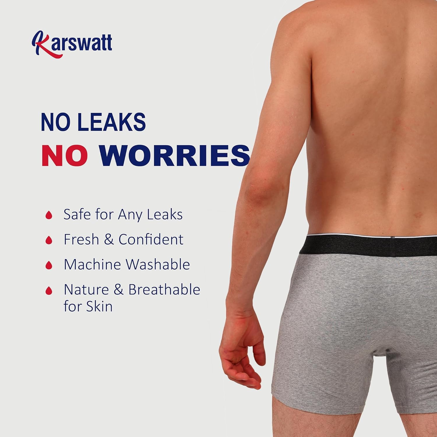 Washable Urinary Incontinence Underwear for Men, 5" Longer Leg Front Absorbent Boxer Brief for Bladder Control (XX-Large, Gray) - Image 5