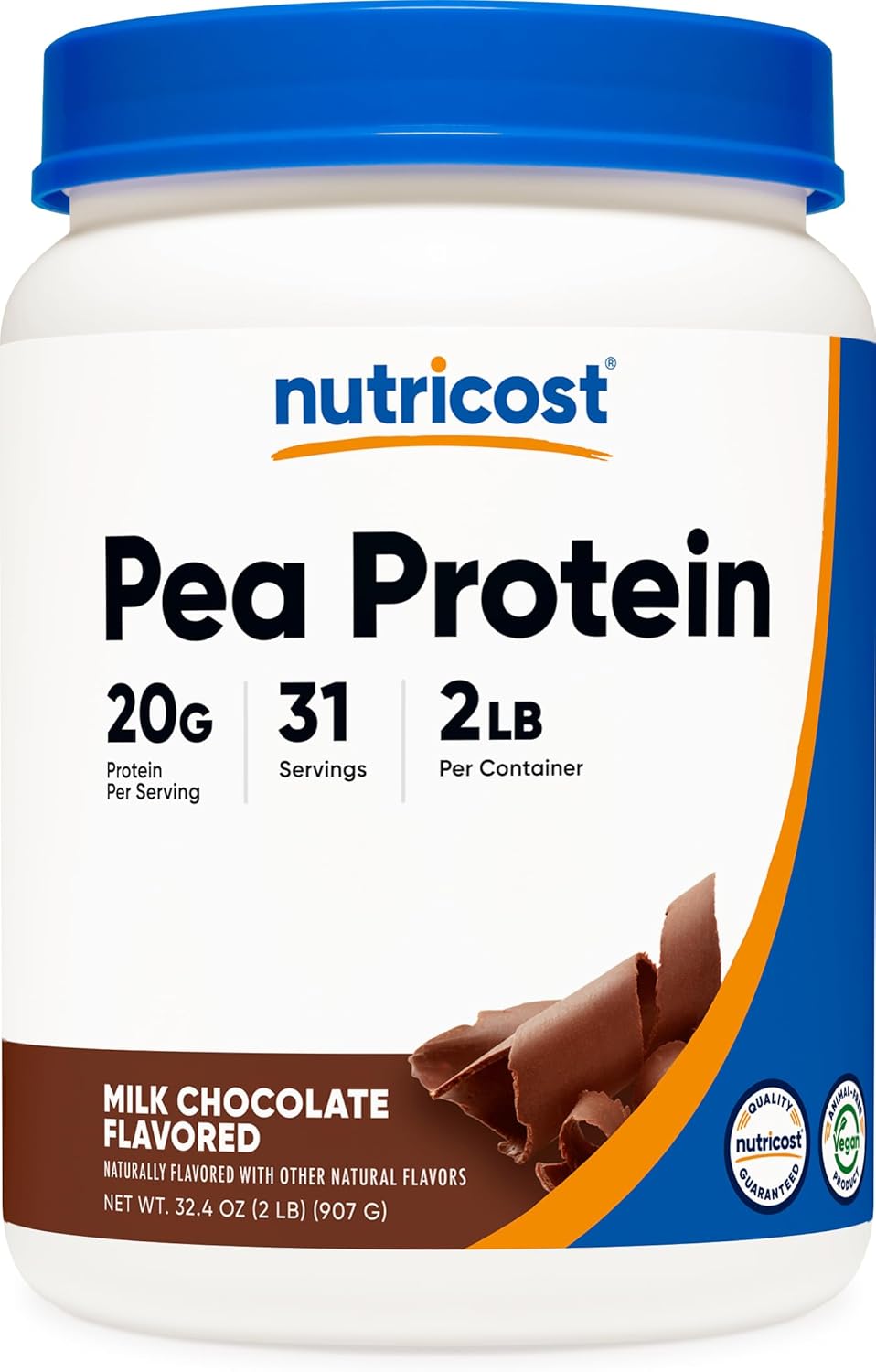 Nutricost Pea Protein Powder (2 LBS) Chocolate - 20g of Vegan Pea Protein Isolate, GMO-Free, Gluten-Free, 31 Servings