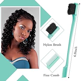 Geiserailie 3 Pcs Slick Back Hair Brush Set Bristle Brush Edge Control Teasing Comb for Women Black Hair(Cyan)