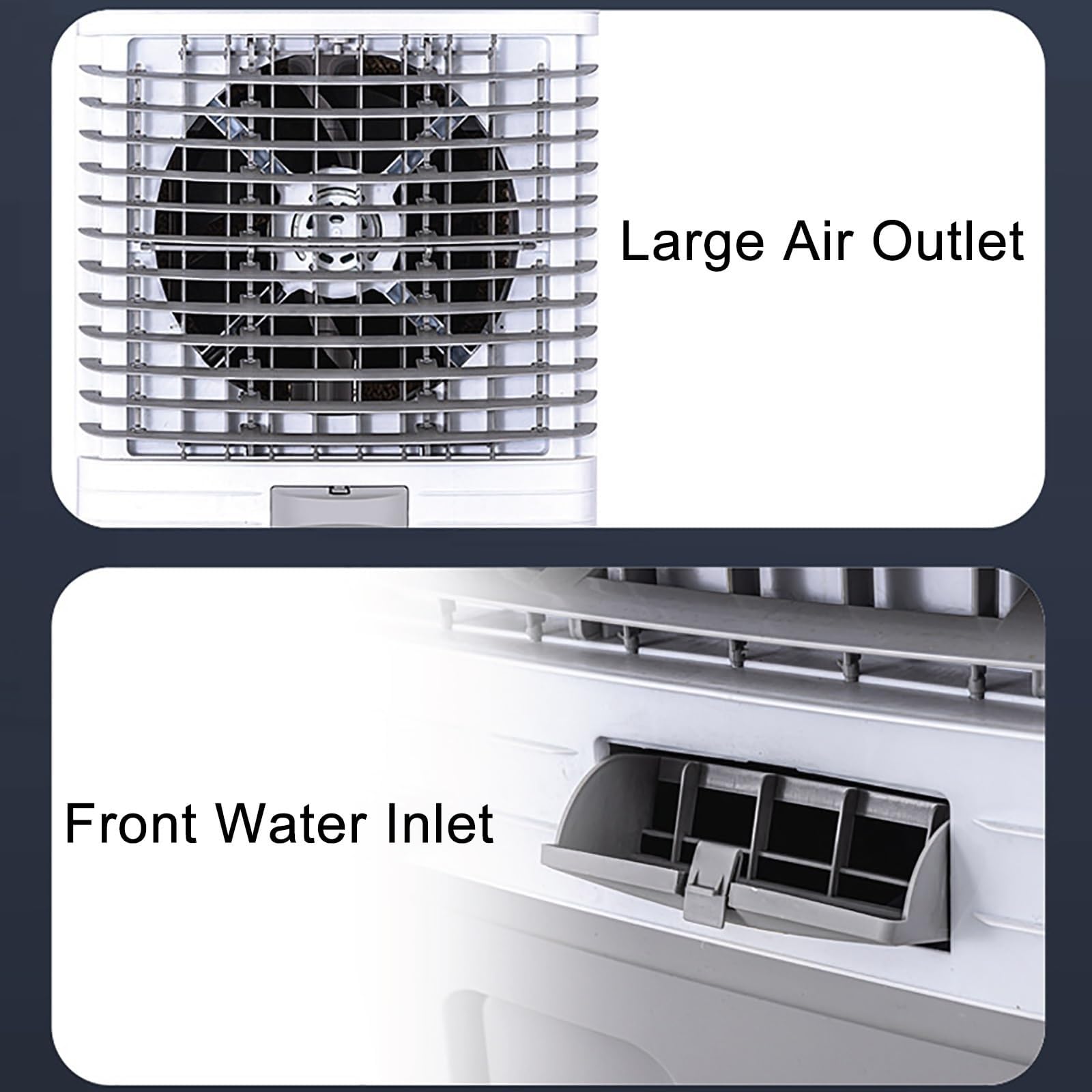 Enfriador de aire evaporativo industrial, tanque de agua de 60 litros, oscilación de 120°, 3 velocidades de viento para uso comercial al aire libre, enfriador de pantano resistente para una