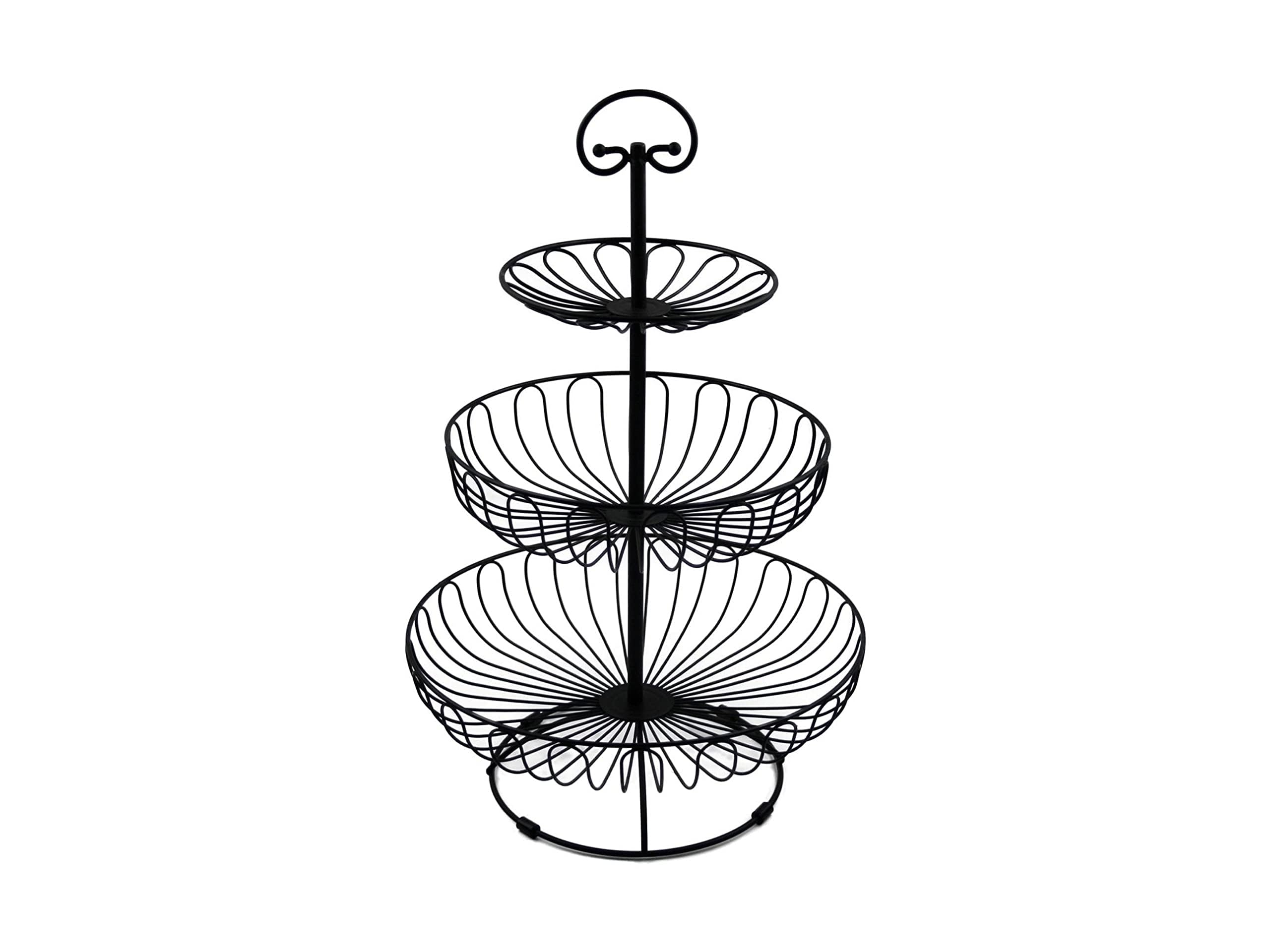 Filigrane Obst Etagere -3 stöckig - D = 30 cm - H = 47 cm - Obstkorb - Obstschale - für mehr Platz auf der Küchen - Arbeitsplatte - dekorativ - mit Ring Griff