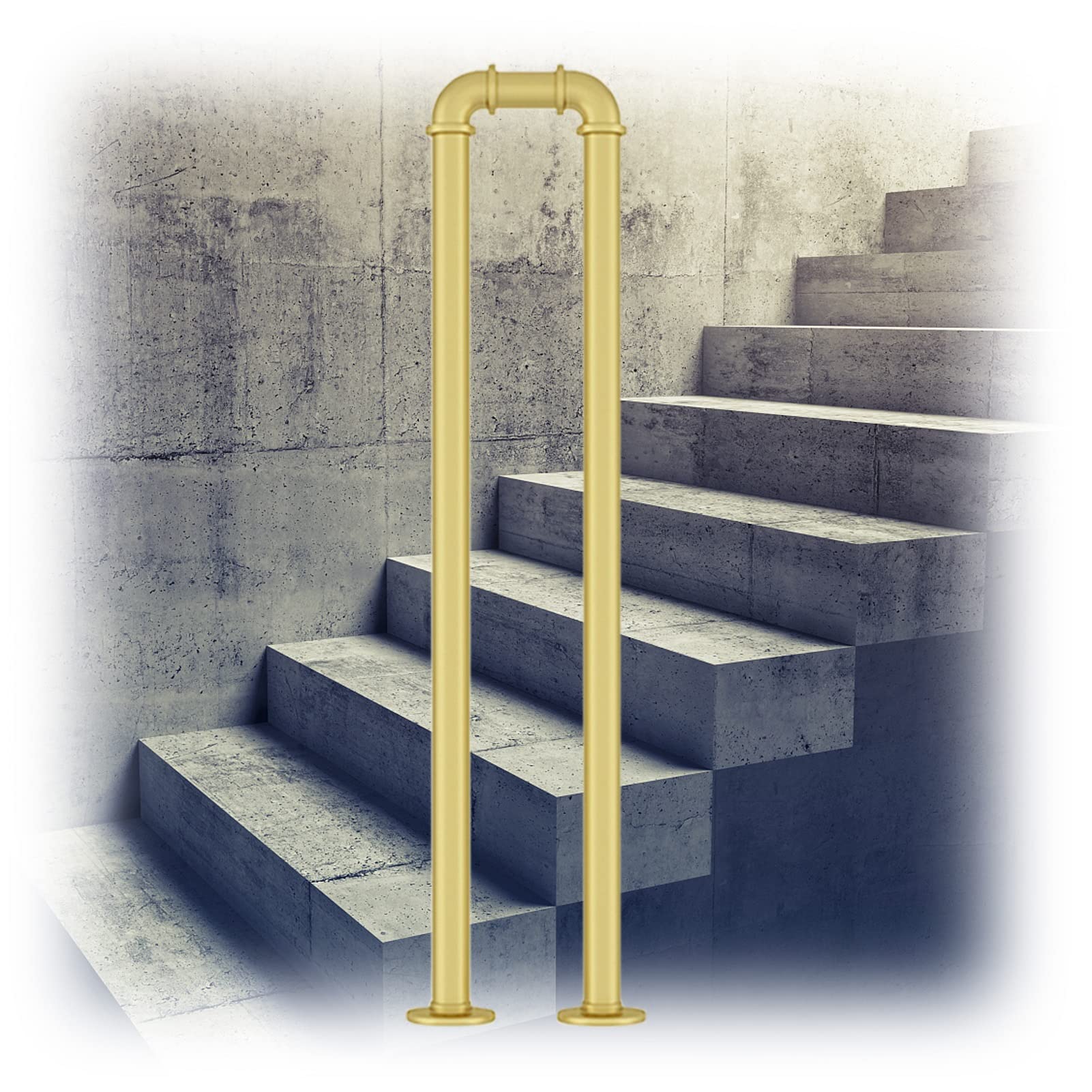 Meiiron Gold Staircase Handrails Steps Grab Rail 1Pc | Metal Wrought Iron Stairs Handrail For Indoor And Outdoor | Floor Mount Corridor Safety Grab Bar For Indoor Stairs/Concrete Steps ( Color : Size : 95Cm