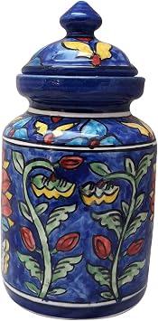 India Meets India Handicraft Ceramic Jar Barni Storage Jar 500 ML, Best Gifting, Made by Awarded Indian Artisan