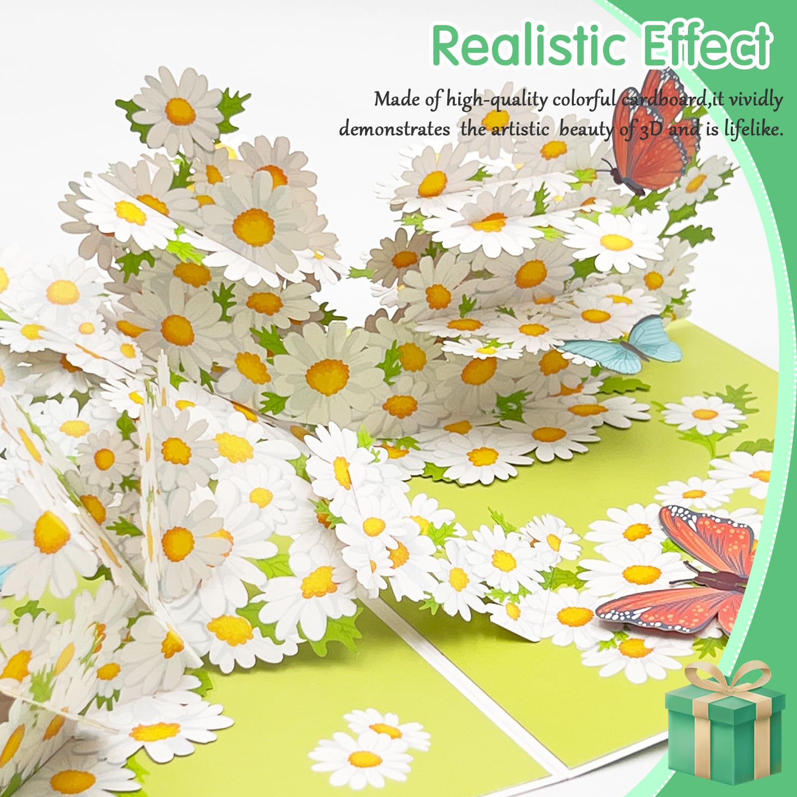 3D Pop-Up-Grußkarte Mit Gänseblümchen – Blumenkarte Mit Umschlag, Für Geburtstag, Muttertag, Valentinstag