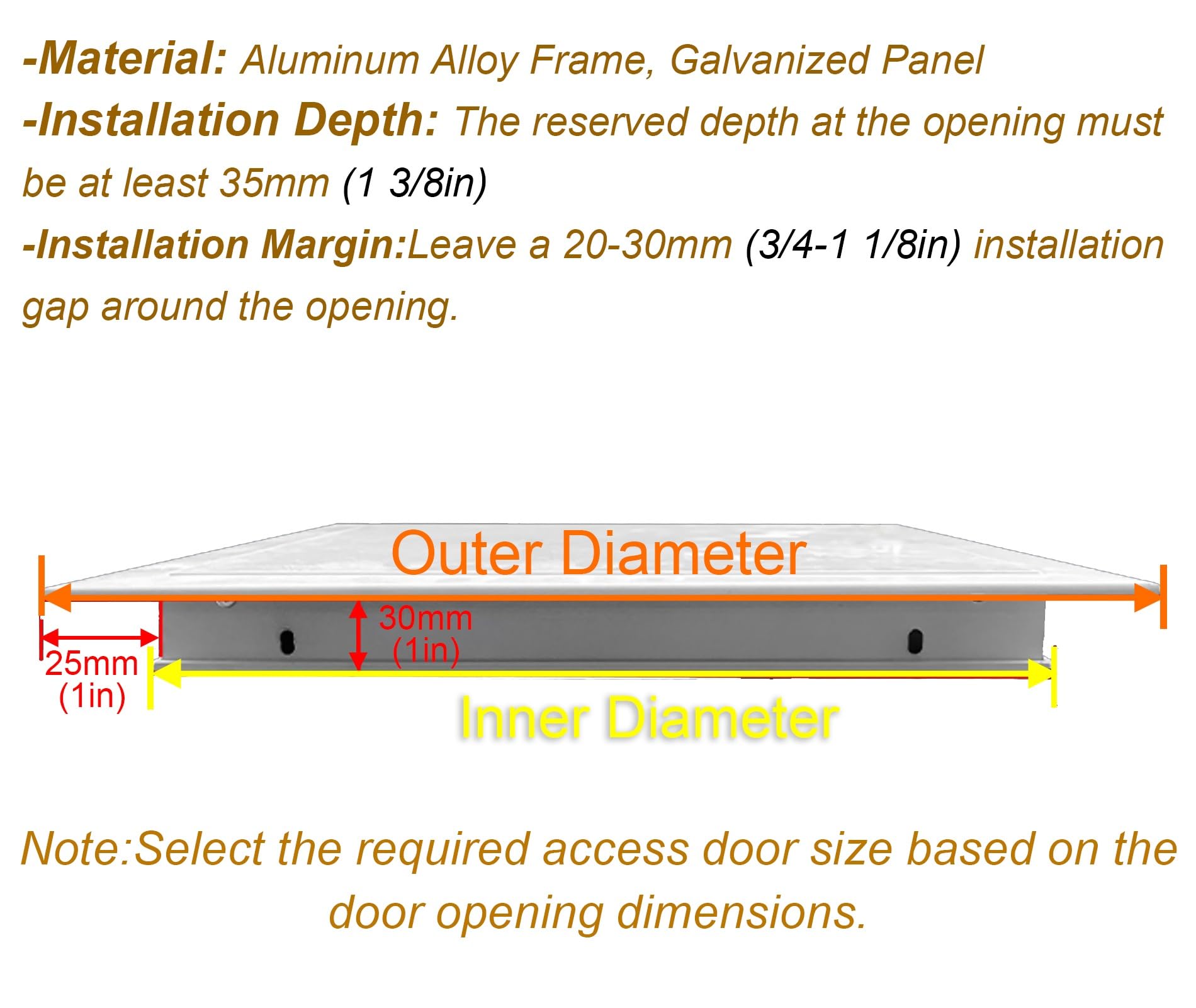 Puerta Contador Agua Panel de Pared de 40x600, 450x600, 600x600 y 550x700 mm, Galvanizado Resistente A La Oxidación, Puerta Acceso A Espacios Acceso Exteriores(400x700mm(16x28in))