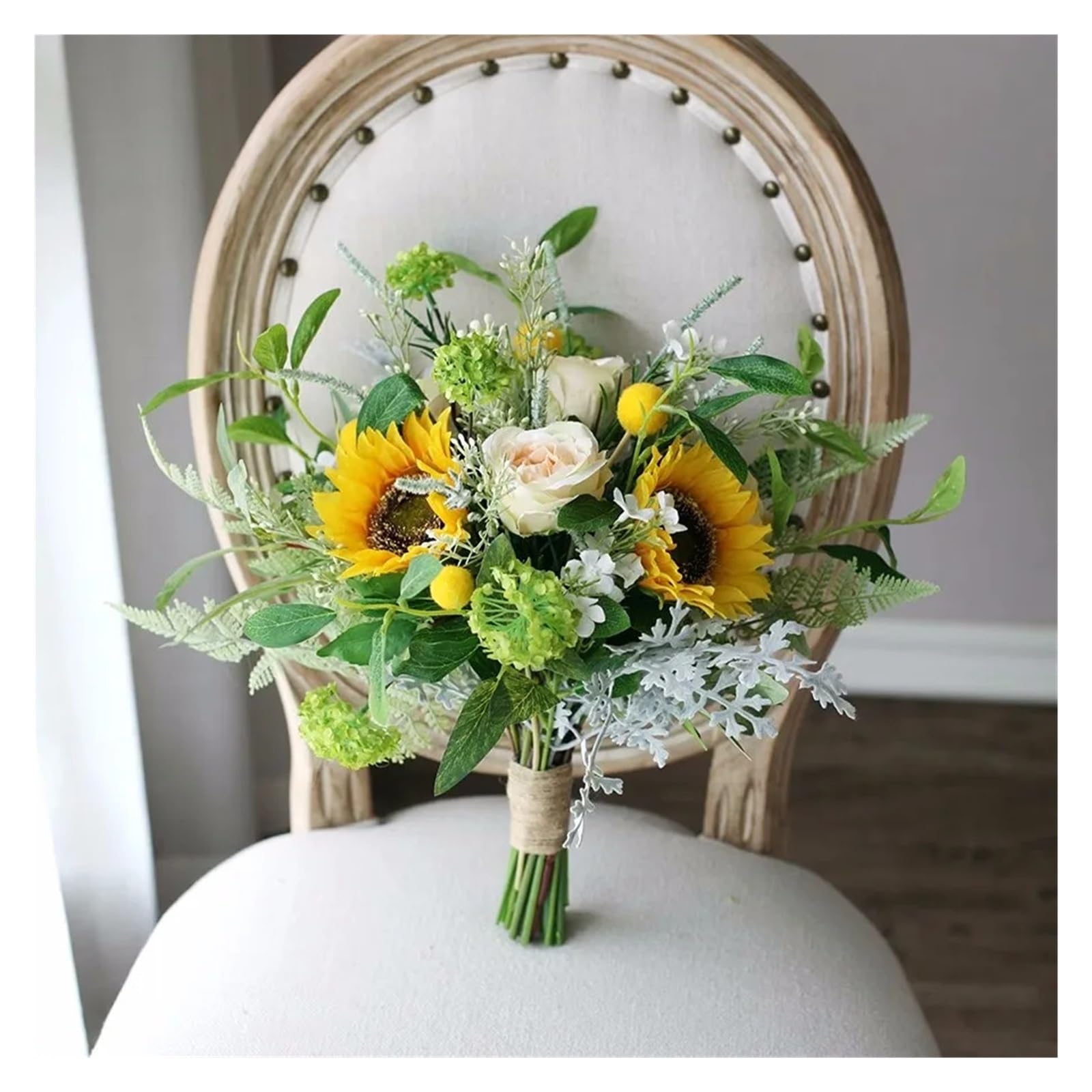 DSFIHJO Sunflower Wedding Bouquet Rose Artificial Sunflowers Bride Bouquet Wedding Bridesmaids Silk Flowers