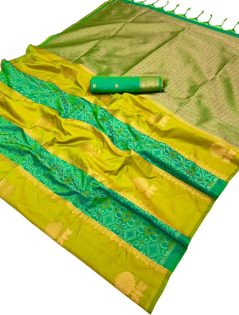 DC ELEMENTS Women Silk Patola Saree Traditional Indian Ethnic Festive Wedding Wear Sari Classic Patola Design (KIRTAN PATOLA-005)