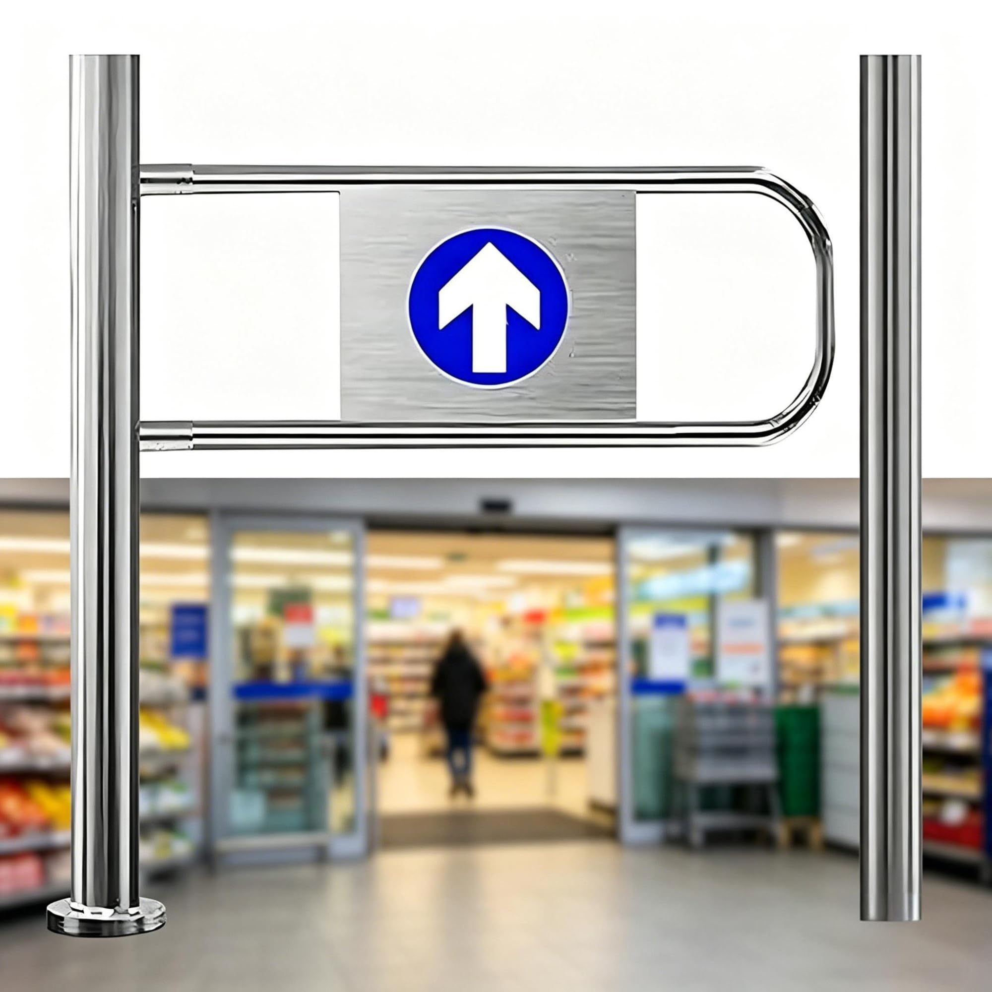 Automatyczna brama skrzydłowa ze stali nierdzewnej OneWay drzwi bezpieczeństwa do kontroli tłumu w szkołach, sklepach i szpitalach (lewa kolumna 60 x 100 cm)