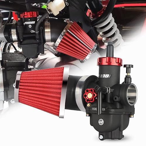 NIBBI PE28 Carburetor with 48mm Air Filters Kit,Upgrade Dirt Bike Performance,Compatible with 200cc-250cc for Apollo, Honda, SSR,Hawk 250 Pit Bike Motorcycles