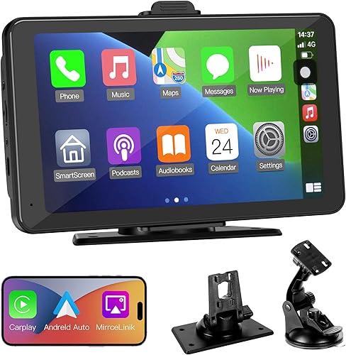Carplay - Estéreo de coche, Apple Carplay y Android Auto, pantalla táctil HD de 7 pulgadas, pantalla Carplay inalámbrica para automóvil con enlace