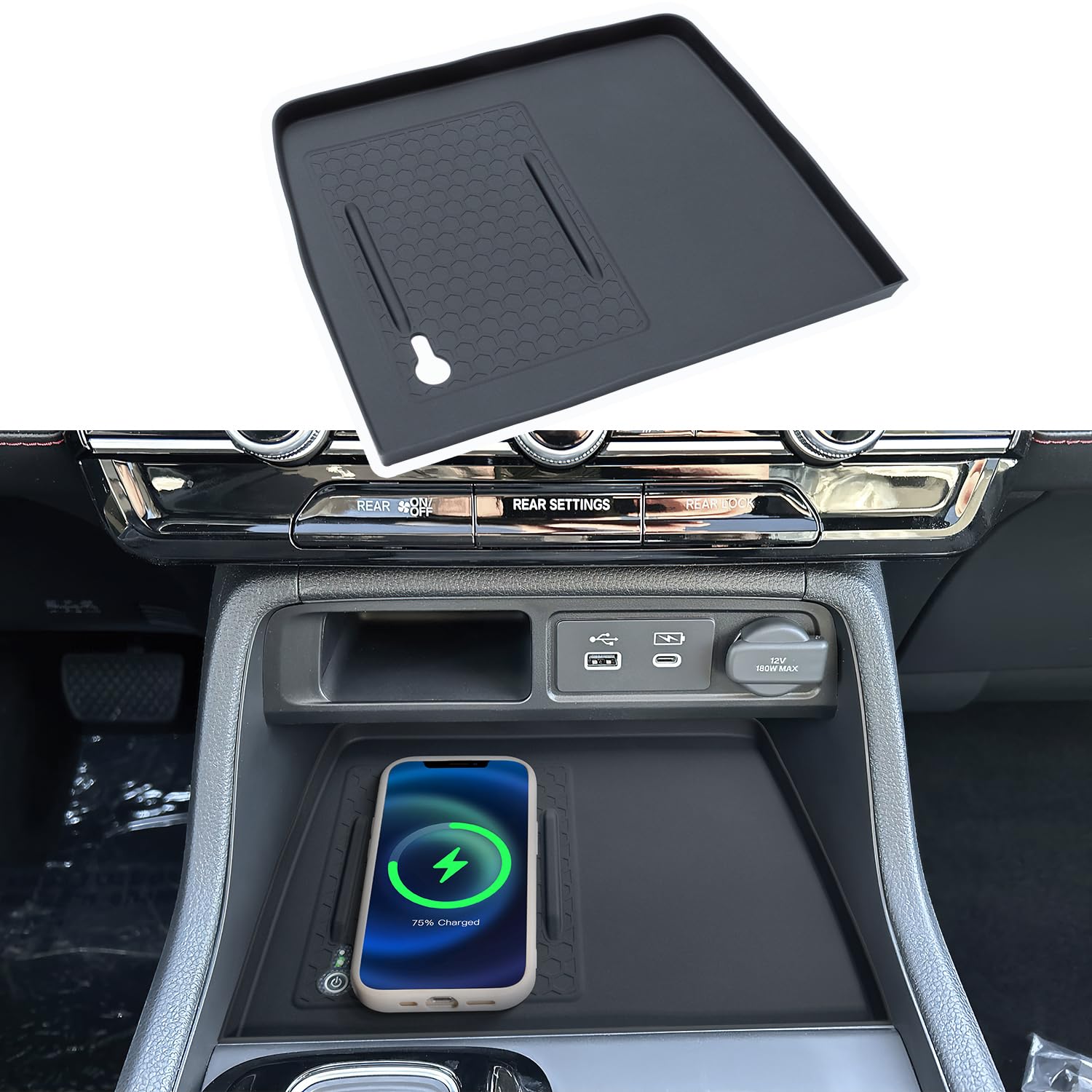 PIMCAR Tappetino per console centrale compatibile con passaporto pilota/2026 2023-2026, caricabatterie per telefono impermeabile in silicone tappetino protettivo per ricarica wireless accessori