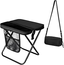 Portable Folding Stool, Camping Stool, Folding Stool with Side Pockets, Seat Chairs Folding Stools Portable for Camping Fishing Beach Hiking Outdoor Garden, Supports 120 kg