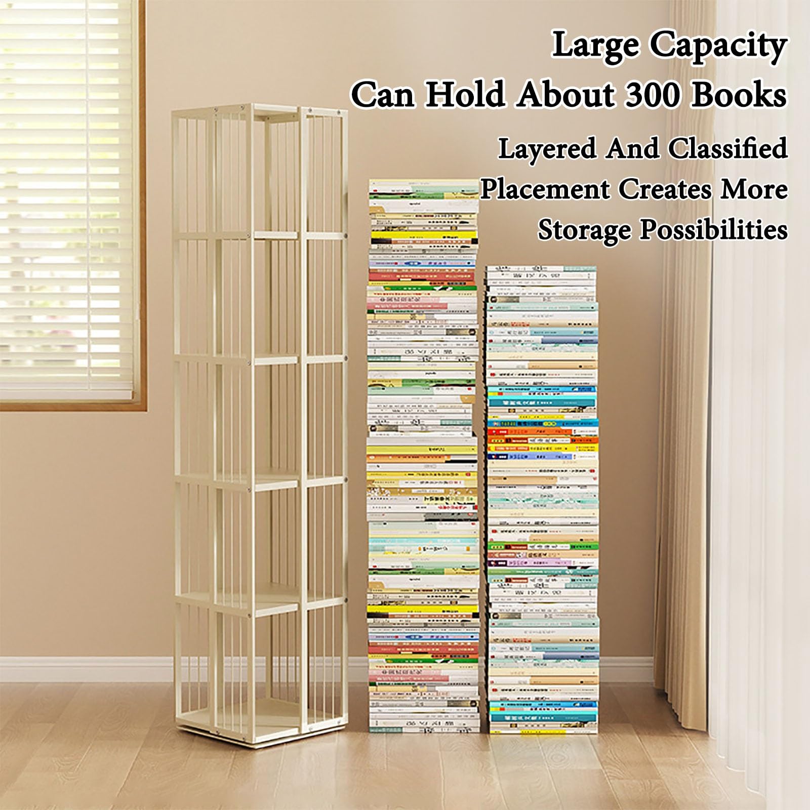 Amazon｜回転式本棚 360° 5段 絵本棚 大容量 小さい本棚 回転ラック