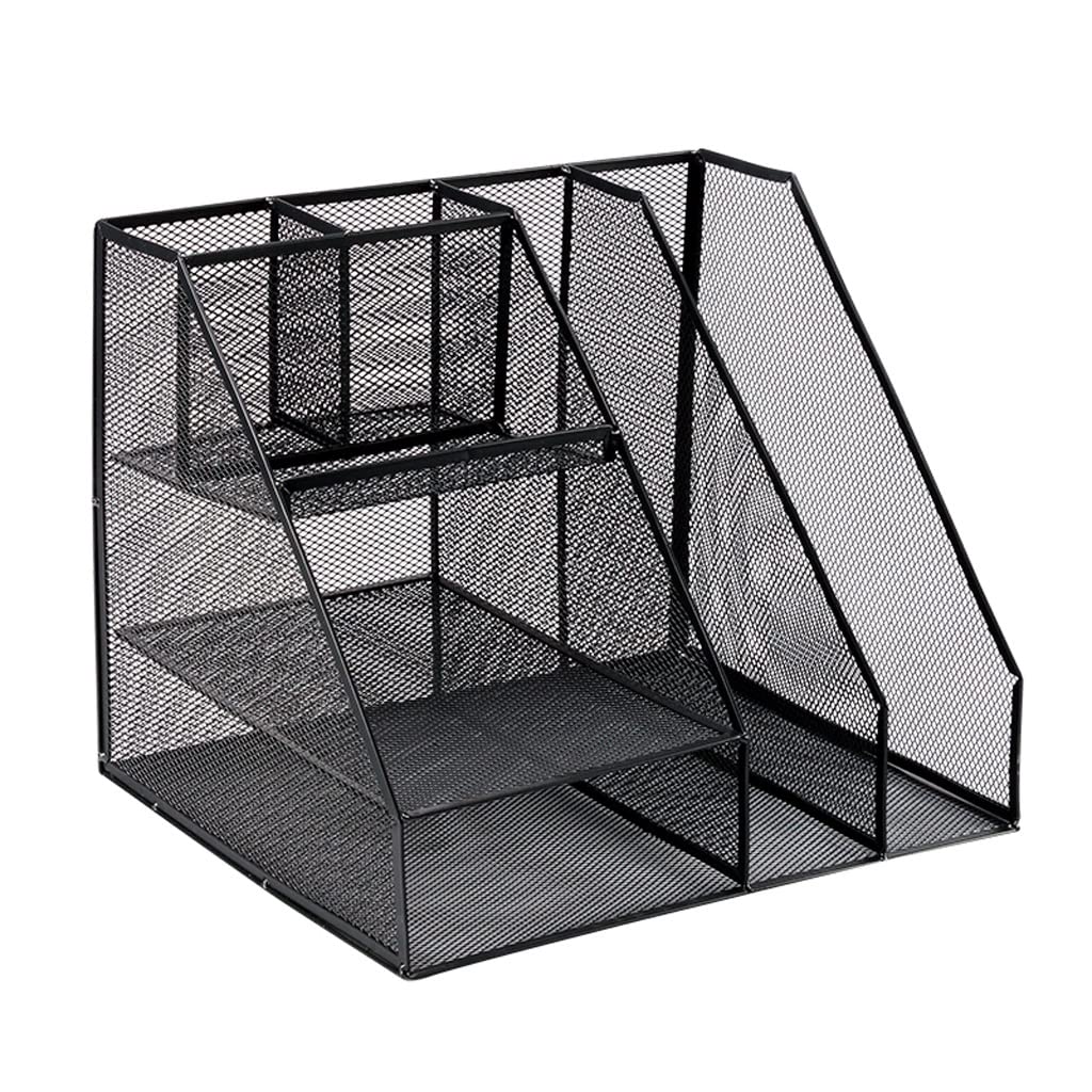 Zeitschriftensammler aus Metallgeflecht, für Papiere und Zeitschriften, stilvoll, 31 x 25,5 x 25,5 cm, Aufbewahrungslösung für Zuhause und Büro, Schwarz