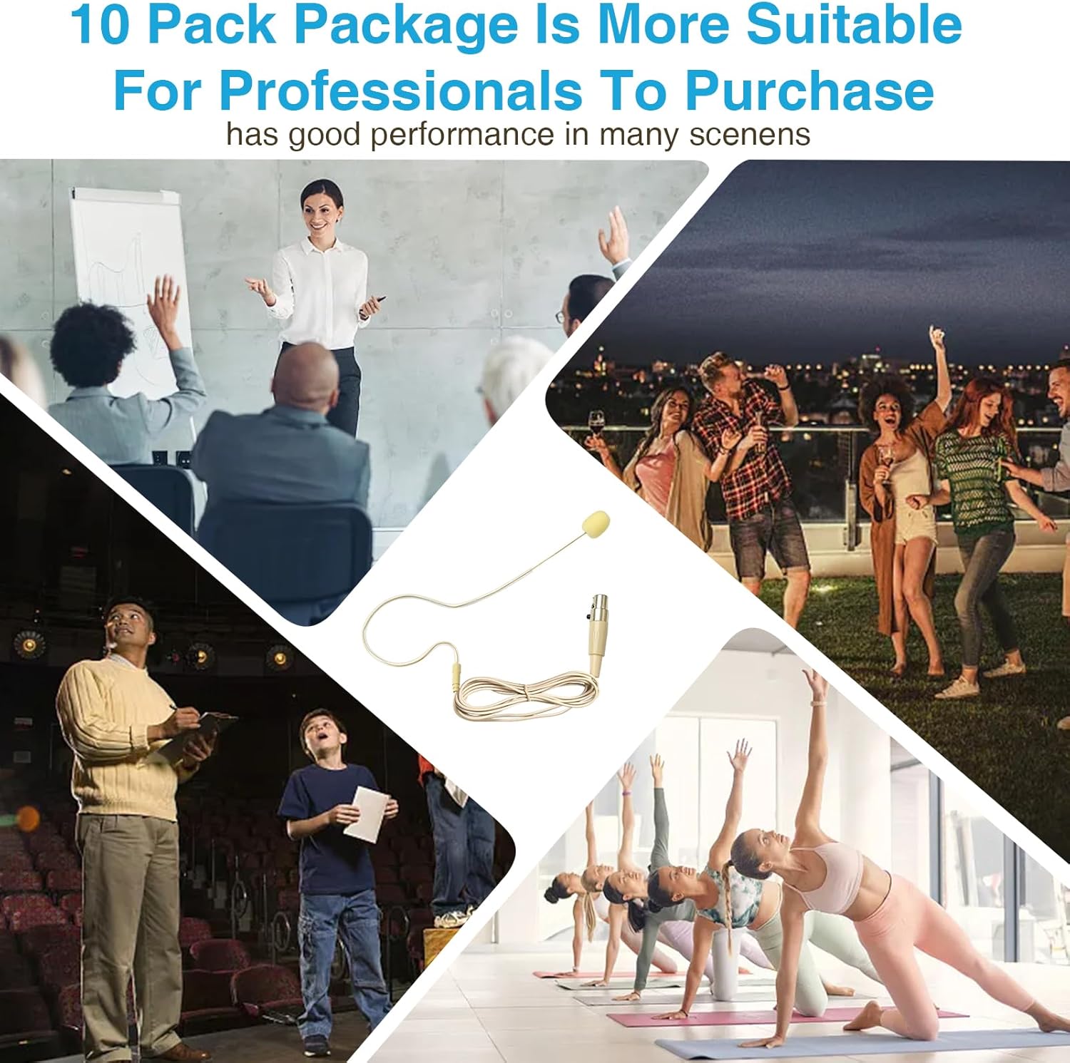 10 Pack Headset Headworn Microphone Single Ear Headset Mic Mini XLR 3Pin TA3F Plug Hands Free Mic for AKG Samson with 1.5m Cable Windscreen,Work for Singing,Lecture,Stage - Image 8