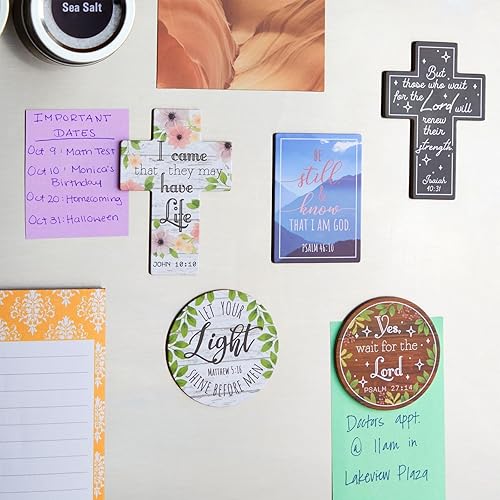 Miniatura 2 de Juvale Imanes para refrigerador Imanes de versículo bíblico Accesorios versátiles para casillero cristiano Cruz magnética MDF para refrigerador