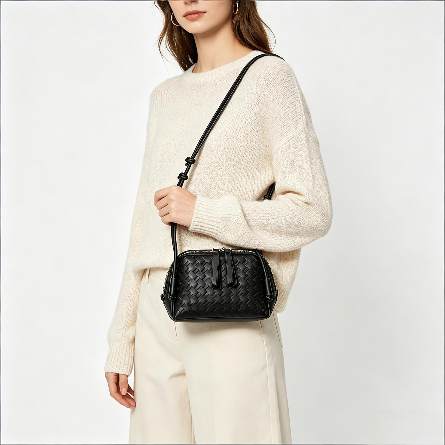 JYG Woven Crossbody Bags for Women PU Leather Handwoven Shoulder Bag Mini Satchel Purses with Adjustable Strap 2026