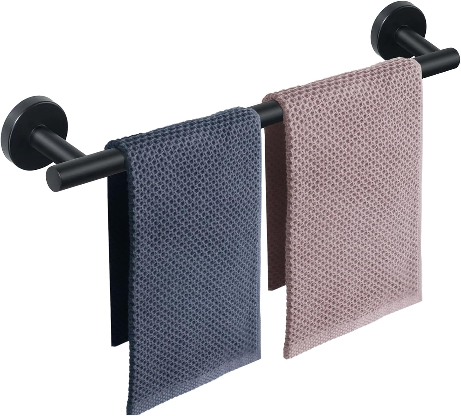 NearMoon Bath Towel Bar, Thicken Stainless Steel Shower Towel Rack Holder Wall Mounted for Bathroom, 24-lnch Overall Length-21-lnch Usable Hanging Space (1 Pack, Matte Black) 24 Inch Matte Black 1