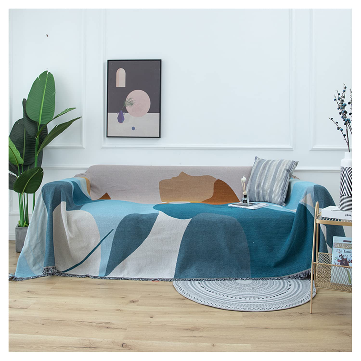 KUOSHAOYE Reversible Throw Blanket Patchwork Blankets for 2 3 Seater Sofas Double Bed Armchair Couch Tassels cotton Throws and Blankets for Decor(Size:230 * 340cm/91 * 134in,Color:style 11)