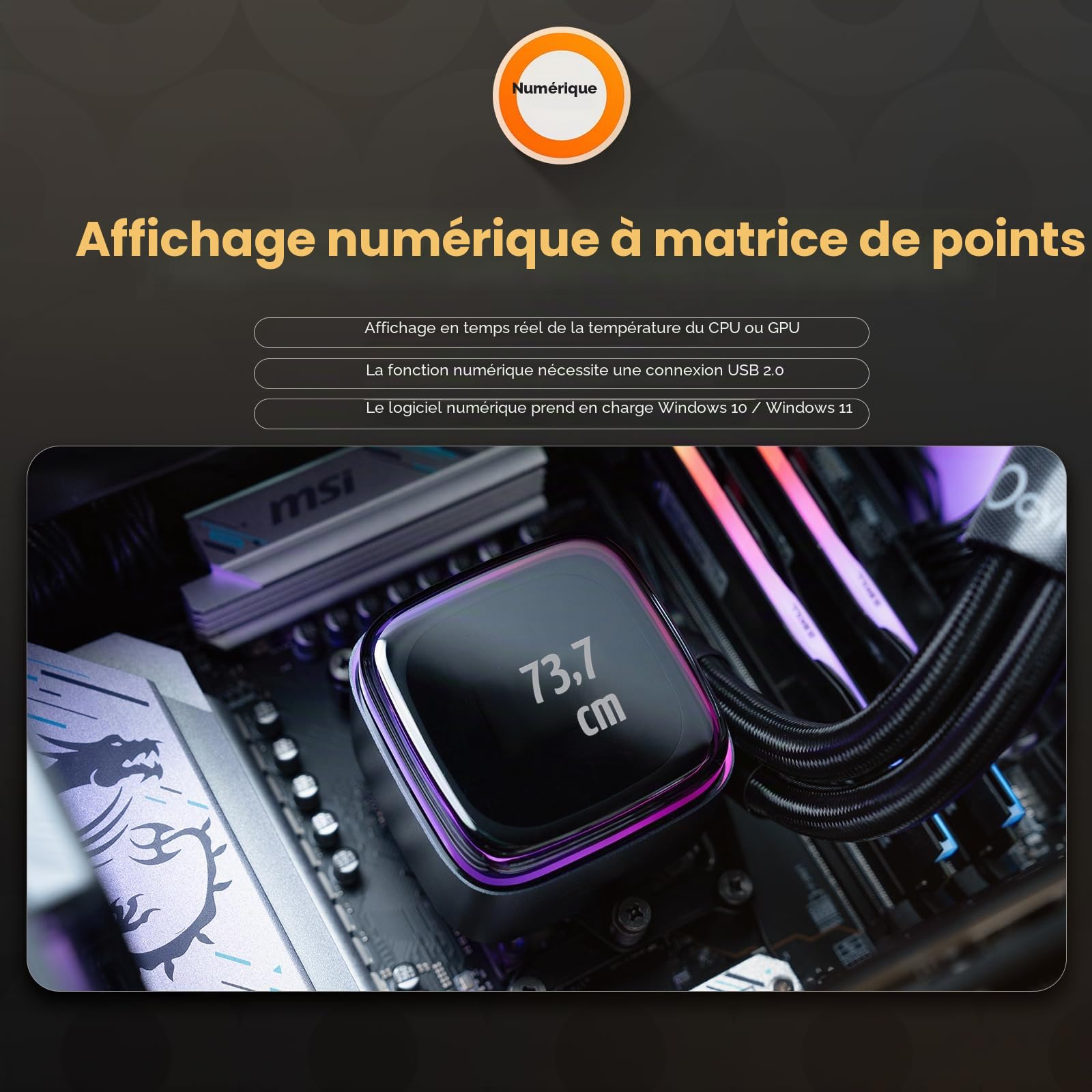 Ocypus Iota L36 Watercooling 360mm AIO CPU Cooler Afficher la Température