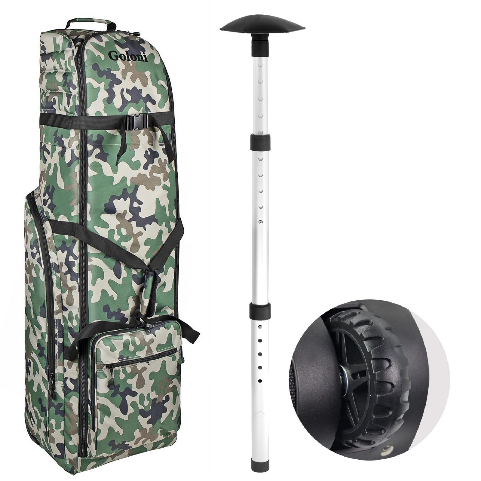 Goloni Golf-Reisetasche für Fluggesellschaften mit Rädern, strapazierfähiges 600D-Polyester-Oxford, verschleißfest, weiche, Faltbare Golfschläger-Reisetaschen, vorne mit Schuhfach