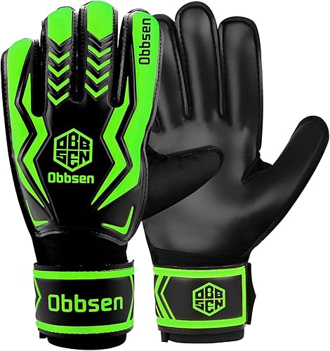 Obbsen Guantes de portero de fútbol para niños jóvenes y adultos guantes de portero de fútbol de agarre fuerte con protección para los dedos hombres