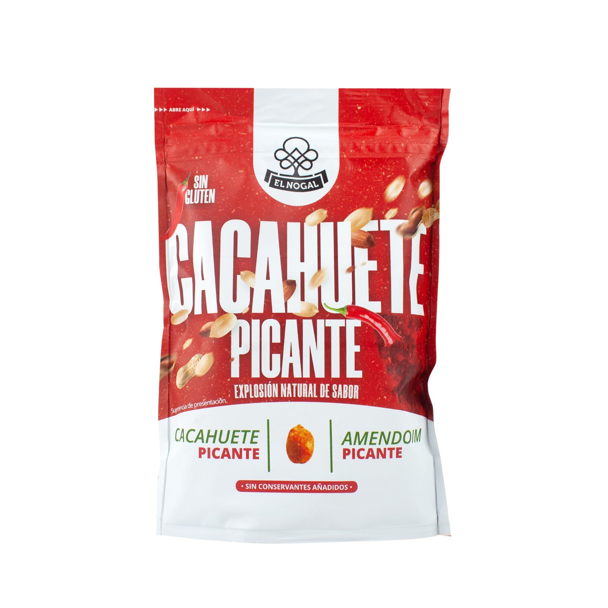 EL NOGAL Frutos Secos Cacahuete Repelado Picante (Con Pimenton y Cayena) Doypack, 125 g (Paquete de 1)