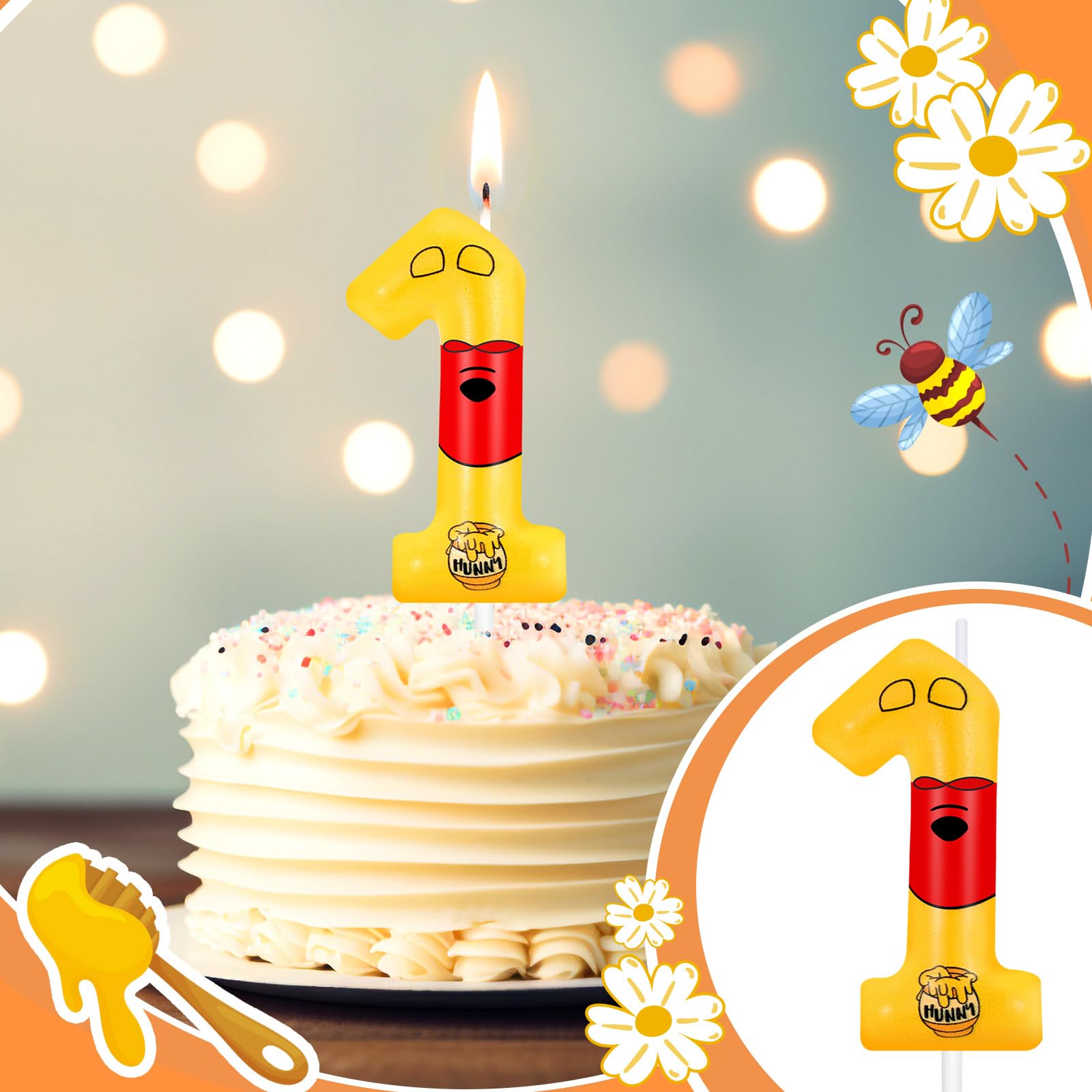 Adorable Yellow Bear Number 1 Birthday Candle - Perfect For Pooh Theme Parties & Baby Showers