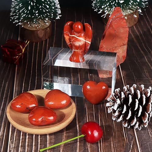 Miniatura 6 de Artistone Juego de piedras de ángel de la guarda de bolsillo y corazón, figuras de ángel de cristal curativo natural con pequeñas piedras preciosas