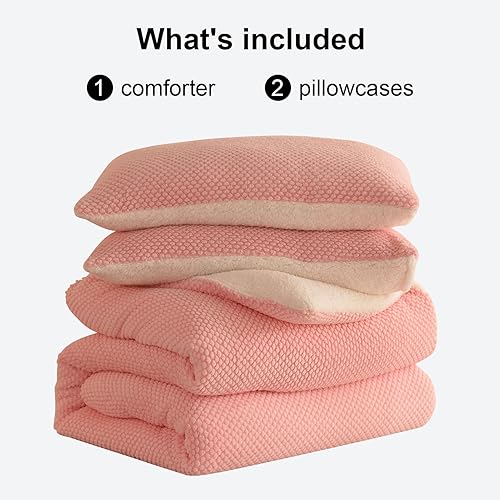 Miniatura 6 de Juego de edredón de diseño jacquard 3D, ultra suave, cálido, tamaño Queen, felpa de piel sherpa, juego de 3 piezas, ropa de cama acogedora de lujo