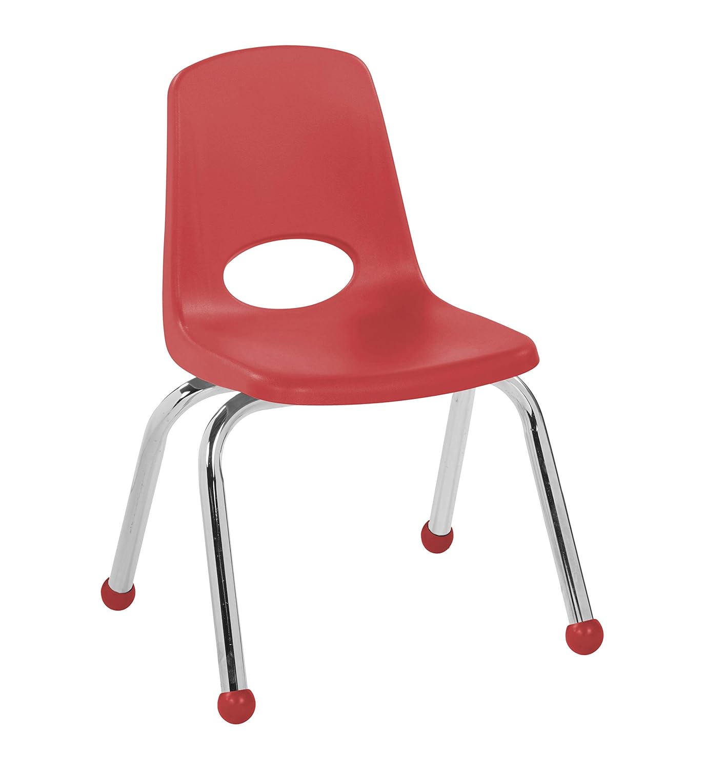 Factory Direct Partners-10359 12" School Stack Chair, Stacking Student Seat with Chromed Steel Legs and Ball Glides; for in-Home Learning or Classroom - Red (6-Pack) : Office Products