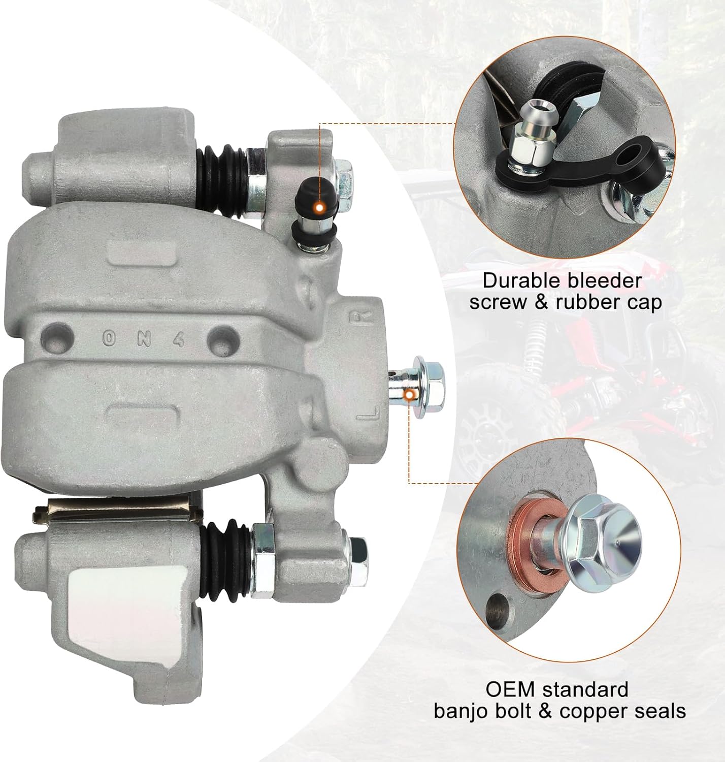 M MATI Rear Right Disc Brake Caliper & Sintered Pad Kit for Honda Pioneer 1000 Talon 1000 1000X 1000R SXS1000 2016-2023 43150-HL4-A01 43150-HL6-A01