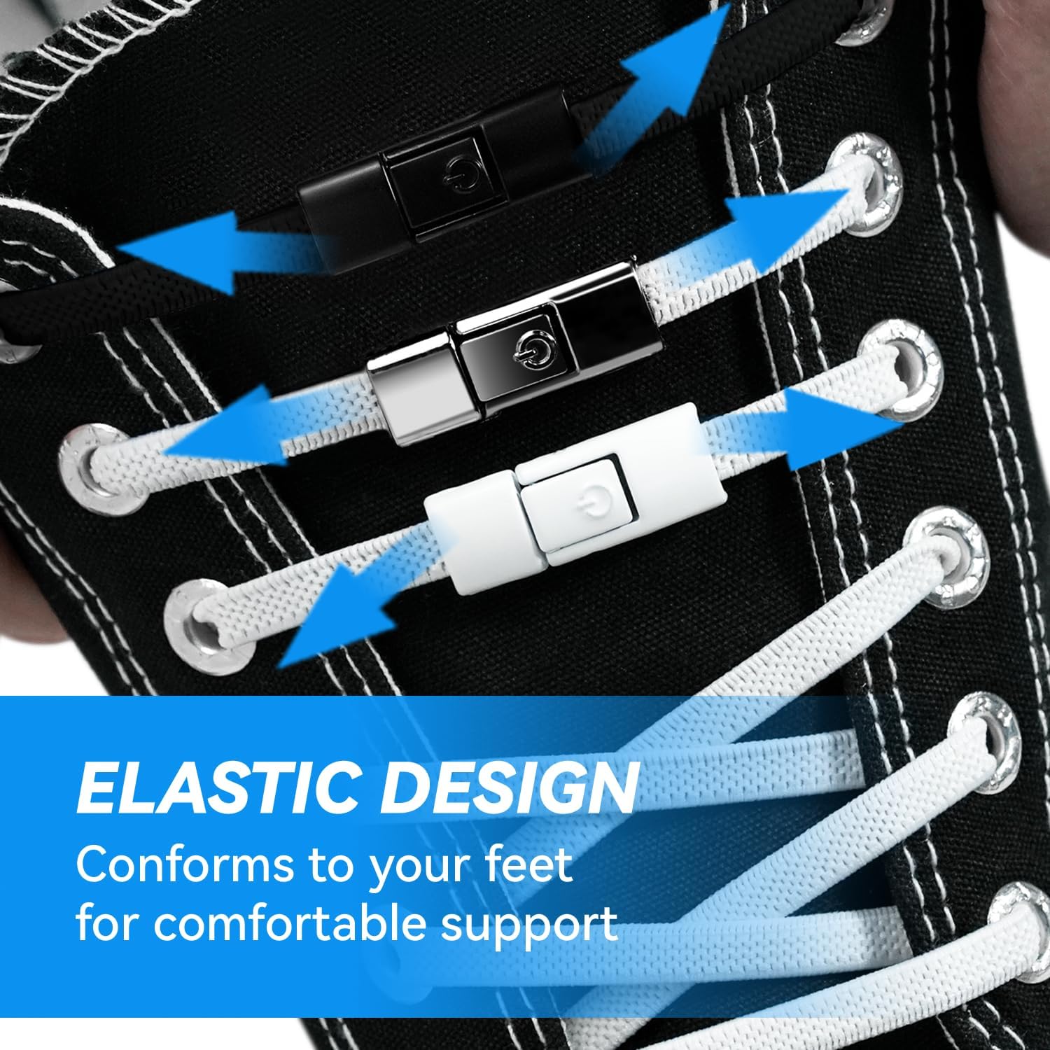 YLOKO No Tie Shoelaces, Elastic Shoe Laces for Adults Kids Sneakers | Flat Shoe Laces for Sneakers No Tie, Tieless Stretch Quick Laces, One Size Fits All