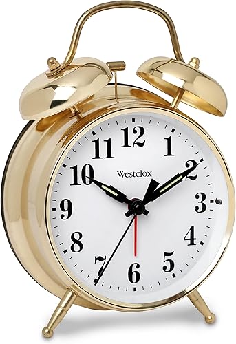 Miniatura 5 de Westclox Big Ben - Reloj despertador dorado con campana gemela, reloj despertador fuerte para personas que duermen con mucha resistencia, reloj