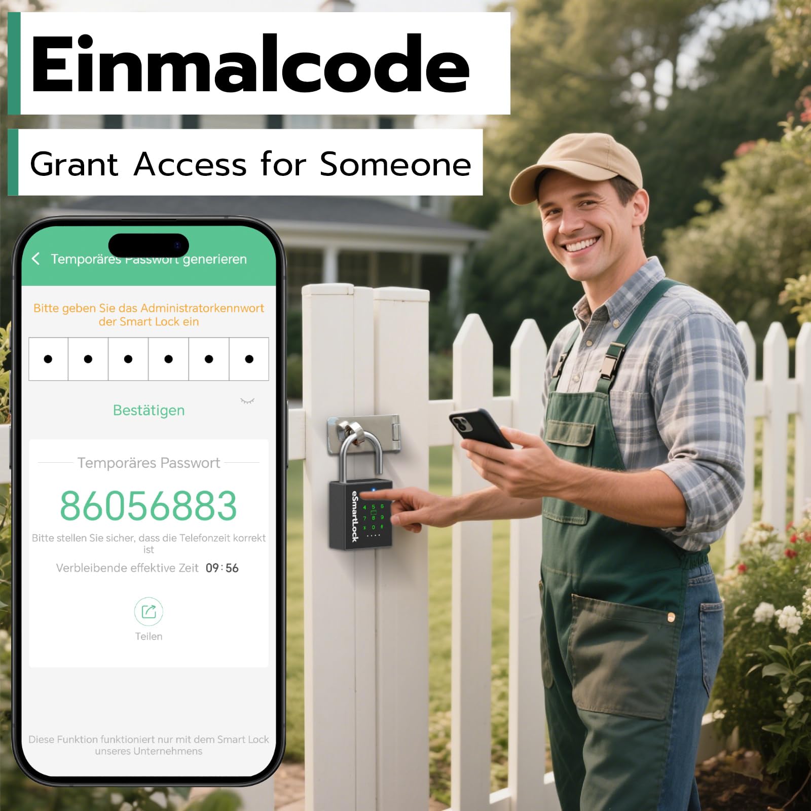 Eseesmart Smart Zahlenschloss Vorhängeschloss, Bluetooth Schloss mit Zahlencode RFID, Wetterfestes Groß Vorhängeschloss mit Schlüssel IP68 Outdoor Elektrisch Smart Lock für Tür Garten Keller Spind