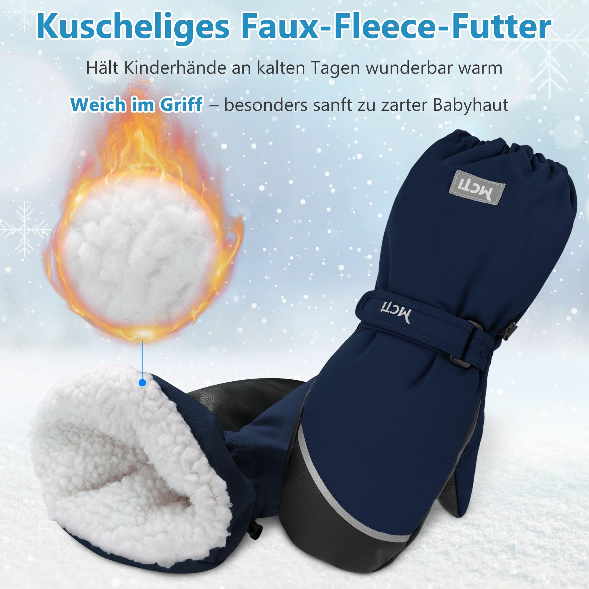 MCTi Skihandschuhe fäustlinge Kinder Wasserdicht Wärme Junge Mädchen 1-15J