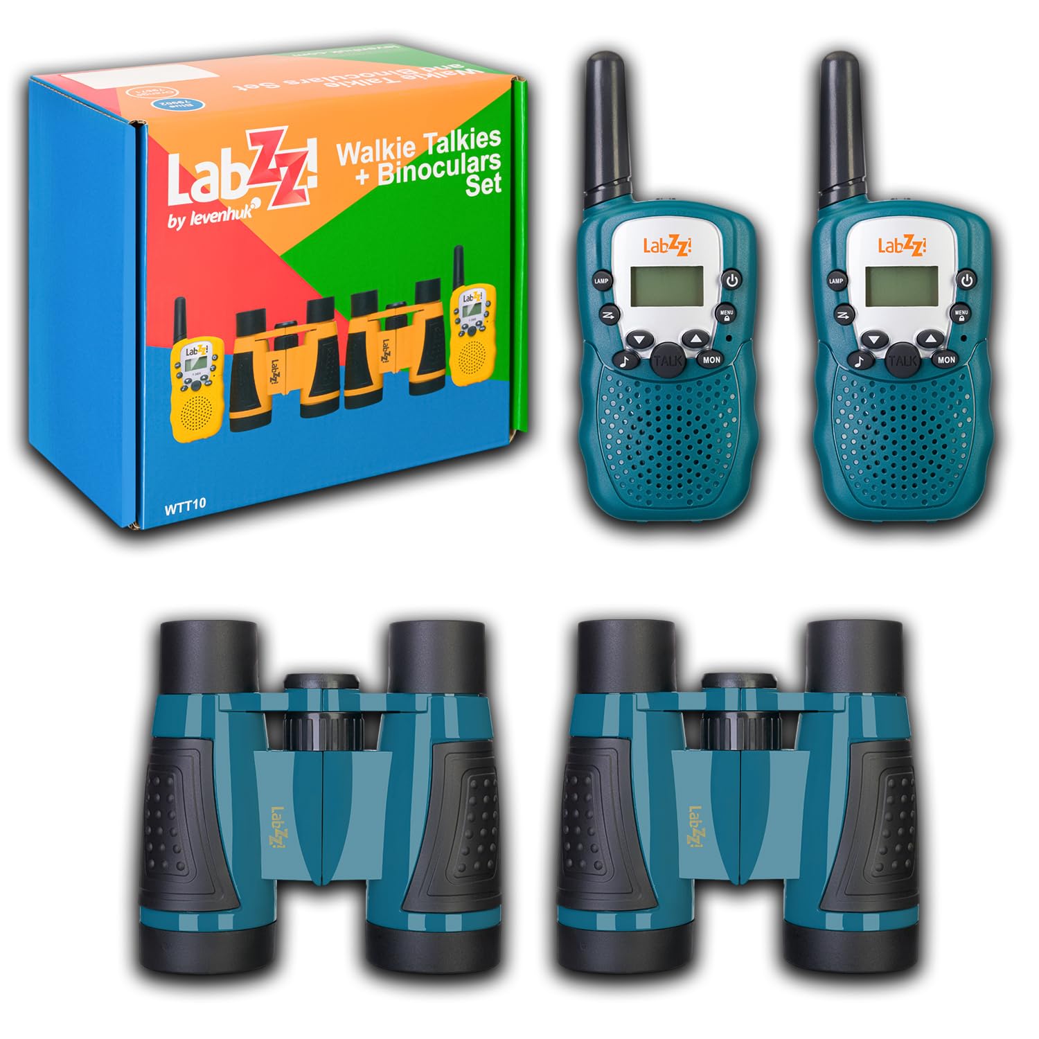 Levenhuk LabZZ WTT10 – Set con Walkie-Talkie e Binocolo per Bambini 3–12 Anni – Gioco di Ruolo per Ragazzi – Comunicazione fino a 3 km – Regalo Perfetto per Avventure all’Aperto e Campeggio, Blu