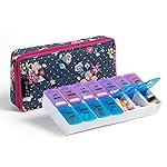 Weekly Pill Organizer 2 Times a Day, Zumd Pill Box 7 Day with Cute Quilted Fabric Zipper Case, Travel Pill Case Am Pm for Vitamin Medicine Organizer